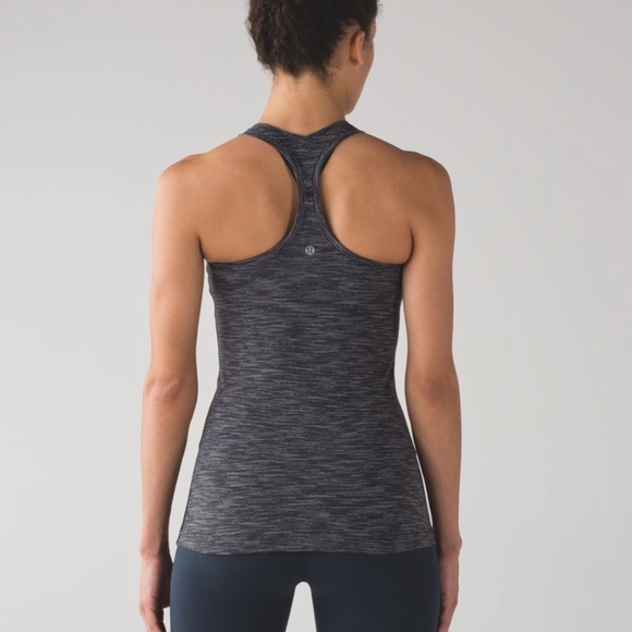 𝅺LULULEMON Cool Racerback Heathered Grey/Black Tank Top - Picture 2 of 12